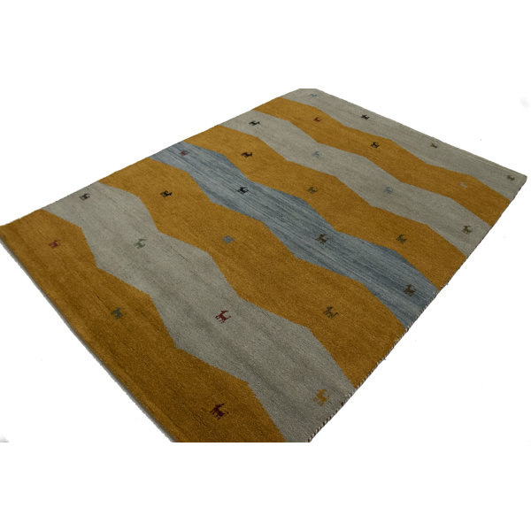 Foundry Select Markovich Handmade HandKnotted Wool Orange/Gray Rug